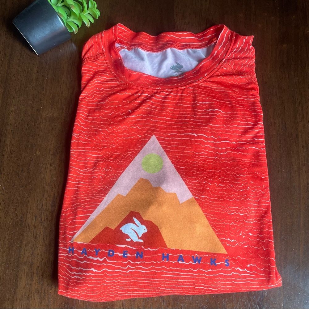 Rabbit Hayden Hawks Orange Short Sleeve Running Shirt Size MD